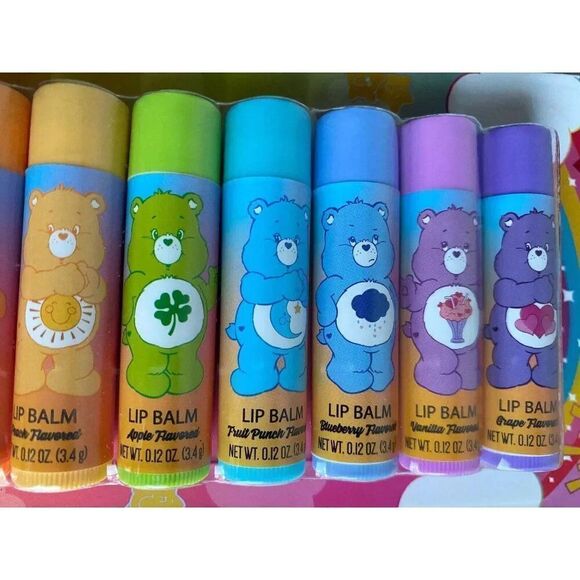 Taste Beauty CARE BEARS 10 Flavored Lip Balms Set Cherry Honey Vanilla NEW - Picture 4 of 14